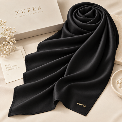 Bawal segi empat Nuréa Hijab warna Hitam Pekat
