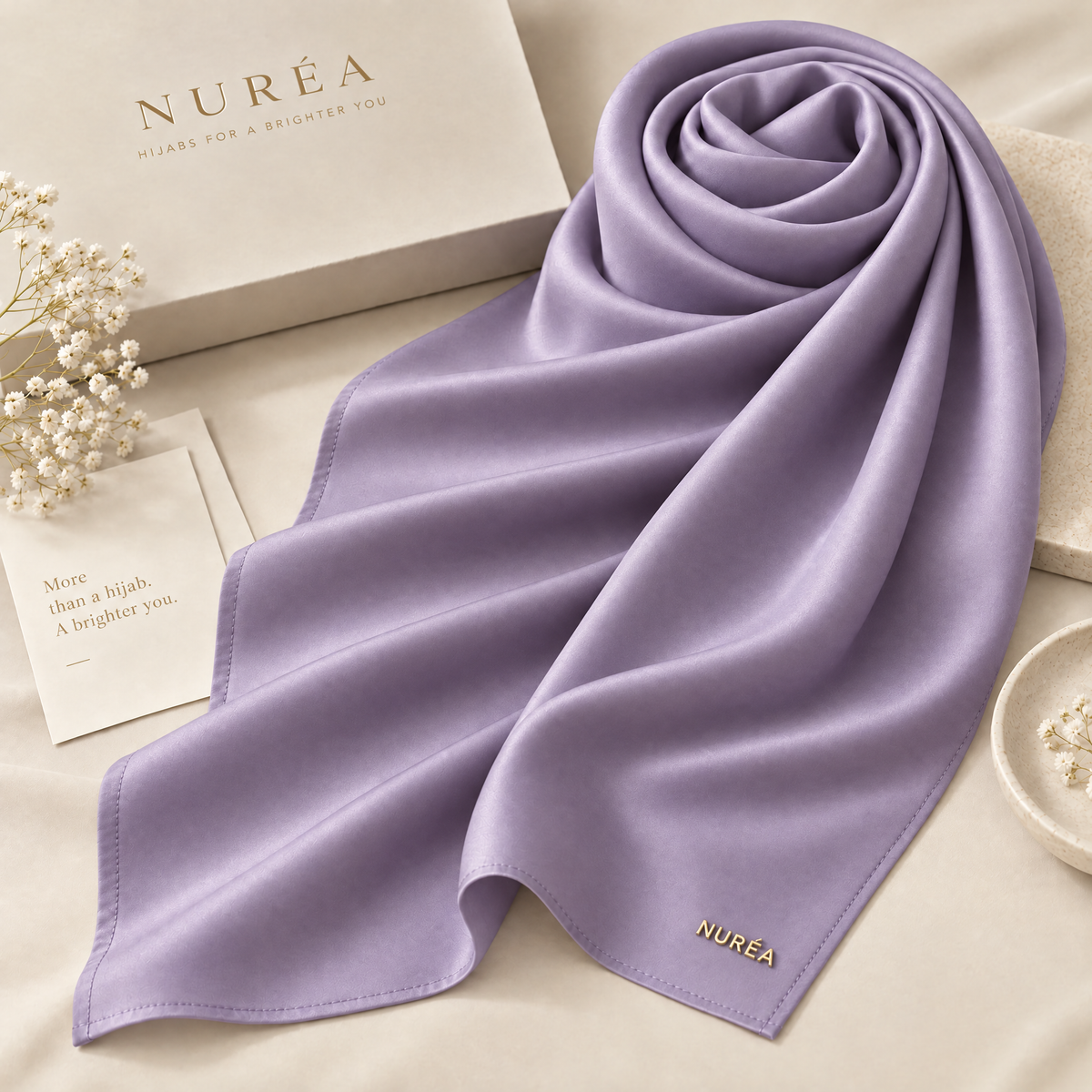 Bawal segi empat Nuréa Hijab warna Lavender