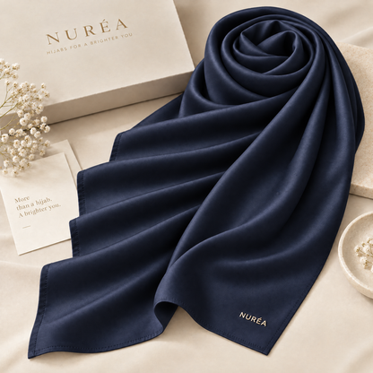 Bawal segi empat Nuréa Hijab warna Biru Malam
