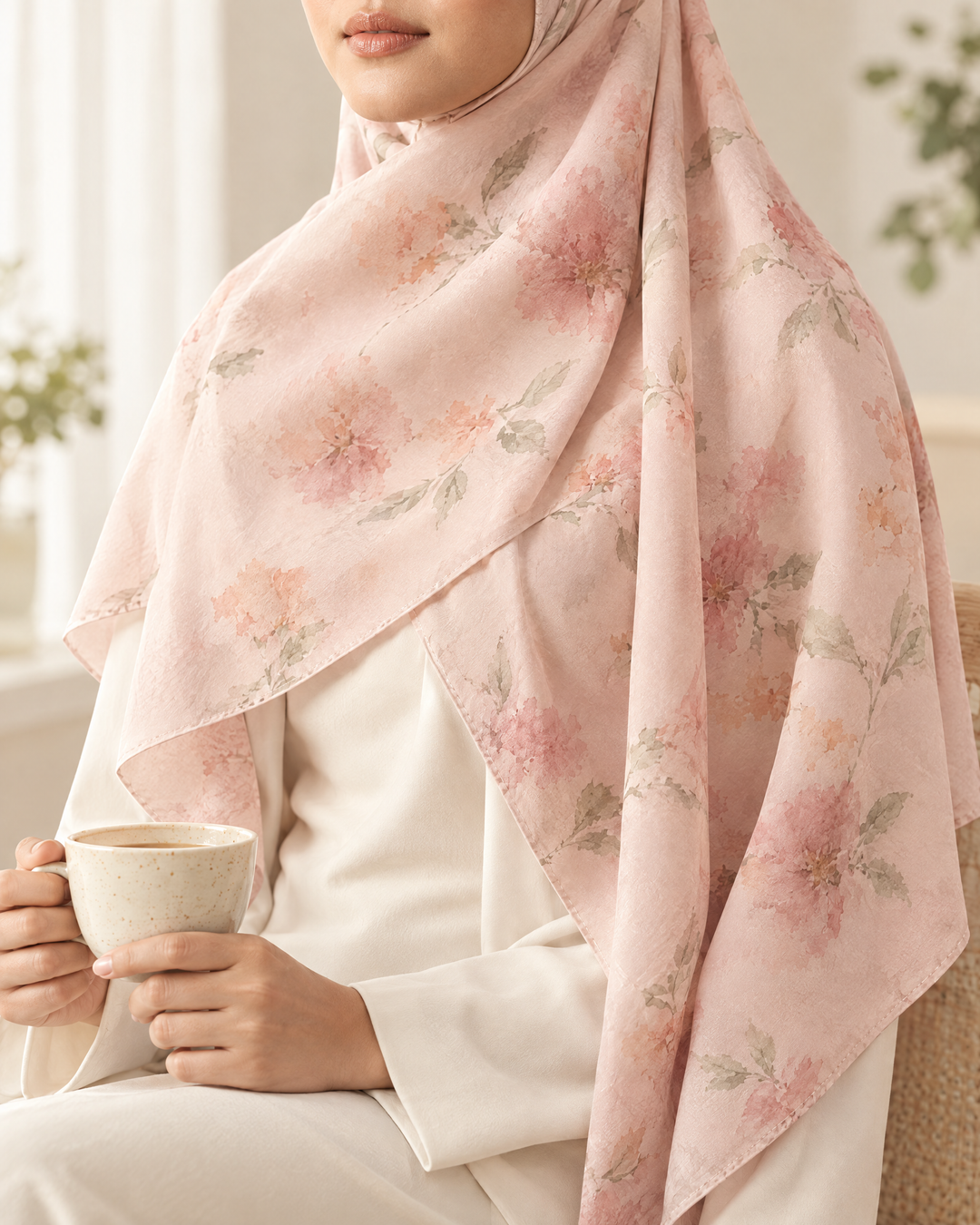 Nuréa Bloom Series warna Blush Bloom saat dipakai dengan atasan polos