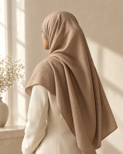 Nuréa Monogram Series warna Beige saat dipakai, tampak belakang
