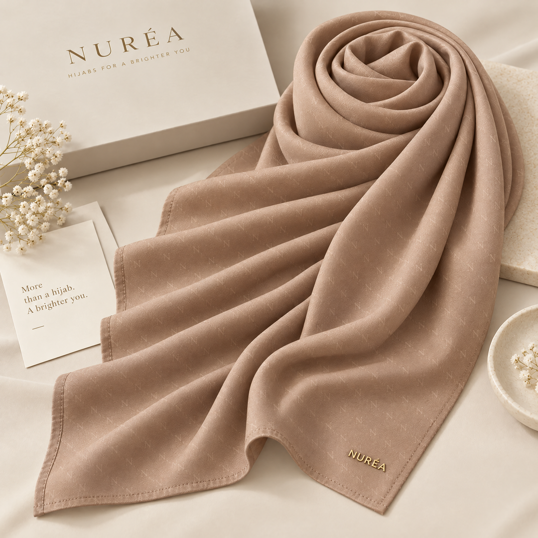 Bawal segi empat Nuréa Hijab warna Krem