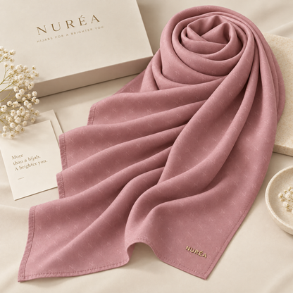 Bawal segi empat Nuréa Hijab warna Merah Muda Lembut