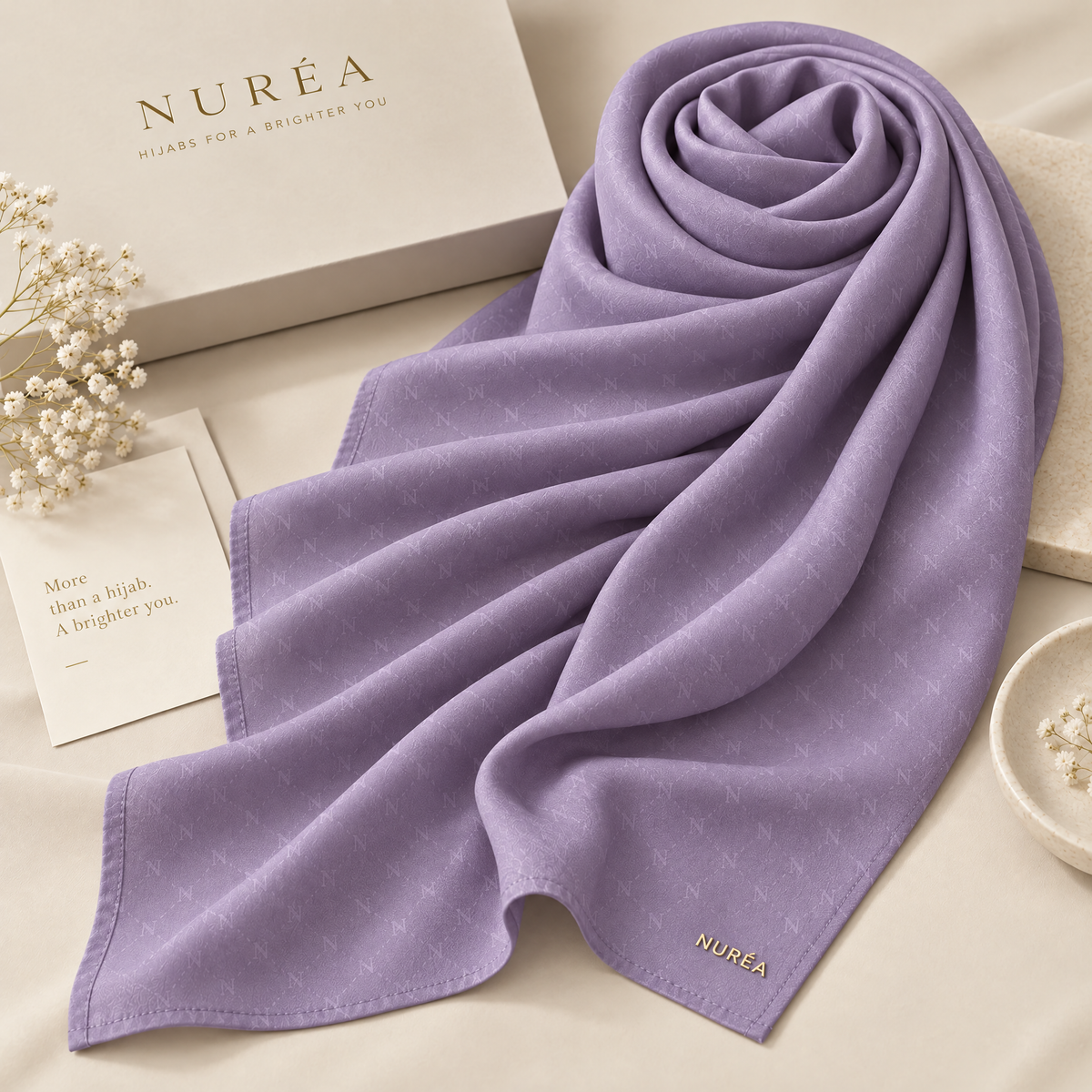 Bawal segi empat Nuréa Hijab warna Lavender