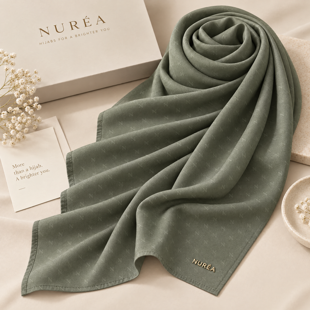 Bawal segi empat Nuréa Hijab warna Hijau Sage