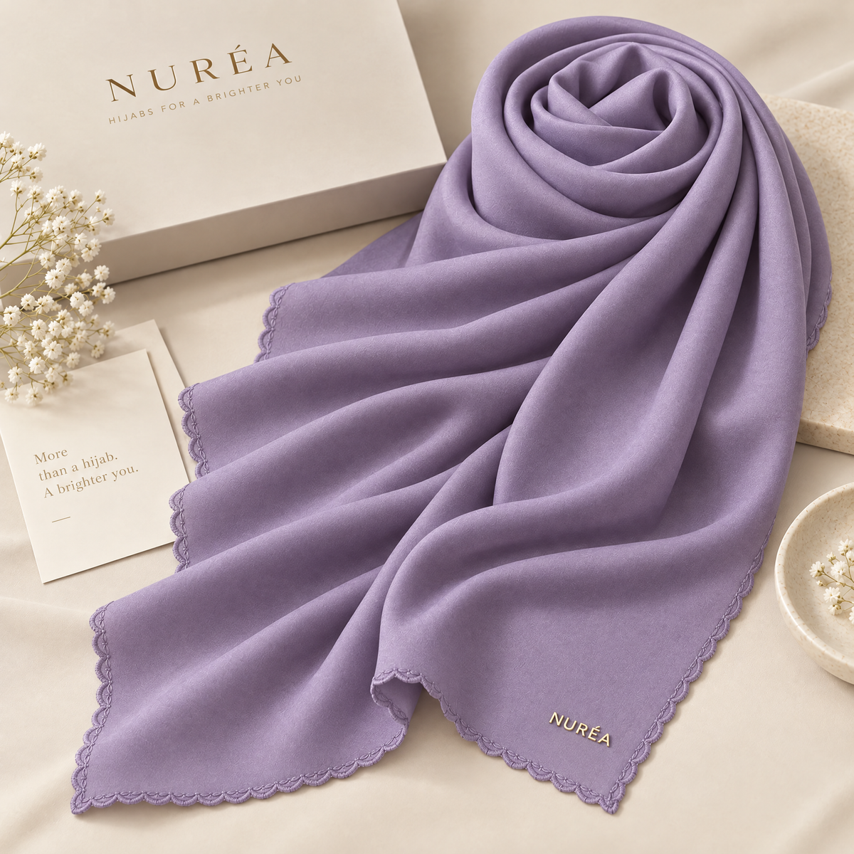 Bawal segi empat Nuréa Hijab warna Lavender