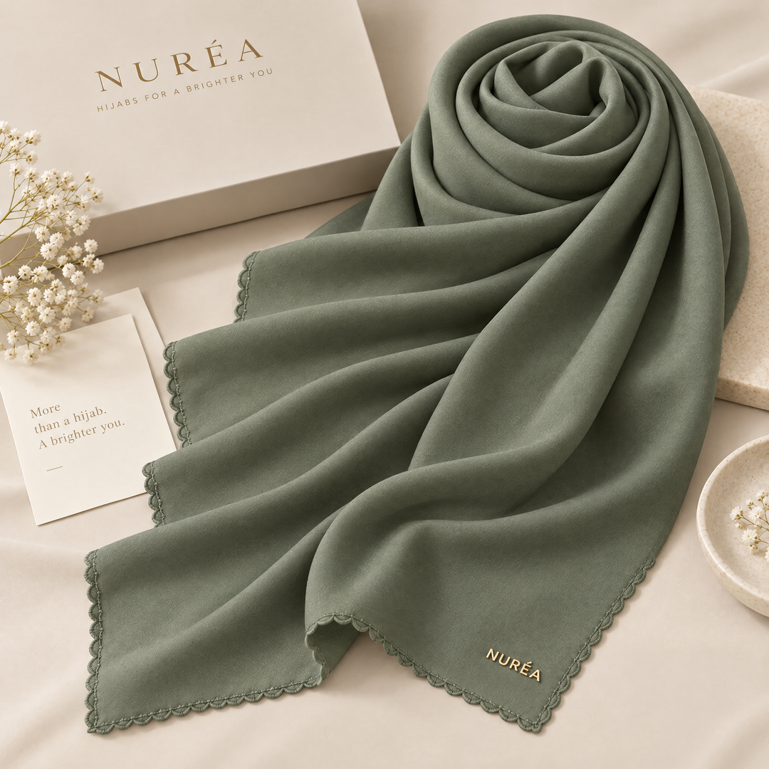 Bawal segi empat Nuréa Hijab warna Hijau Sage